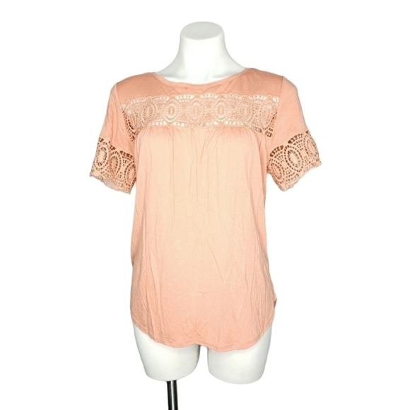 Loft Peach Open Crochet Blouse Top - Picture 1 of 2